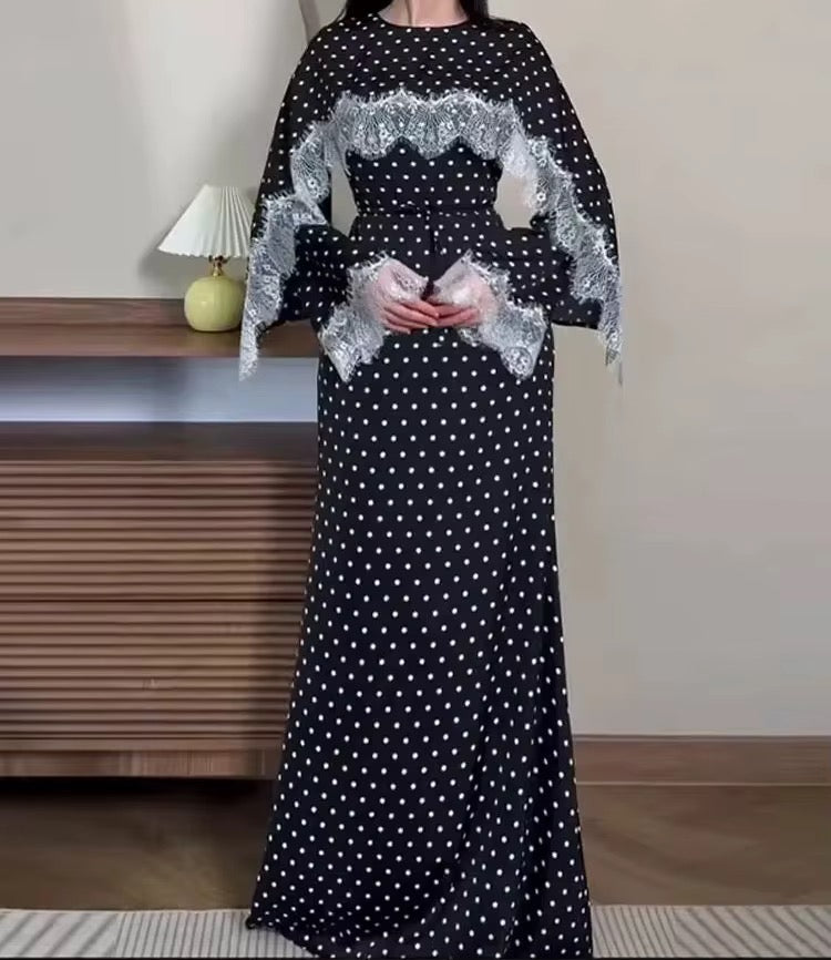 Noir Polka Lace Dress